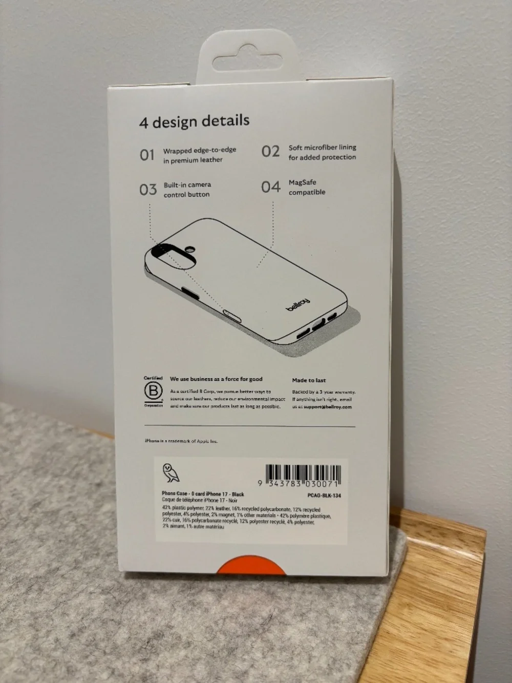 Bellroy Premium Leather iPhone 17 case (Black)